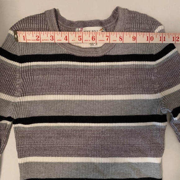 NWOT Long Sleeve Striped Bodycon Dress in Black, White & Grey- Size S - Picture 9 of 12